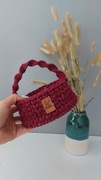 Koszyk wielkanocny na szydełku Handmade bordowy