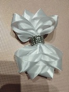 Białe spinki kokardy handmade