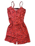 Czerwona sukienka na ramiączkach 32,XXS guziki Sinsay wzór kwiatki red