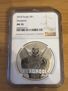 Marvel 1 oz srebro NGC MS 70 2018 1$ Deadpool uncja Tuvalu