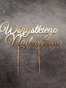 TOPPER Wszystkiego Najlepszego na tort ZŁOTY