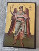  Ikona Grecka prawosławna na desce z certyfikatem Archanioł Rafael.