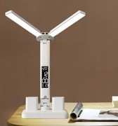 PODWÓJNA LAMPKA BIURKOWA LED Z WYŚWIETLACZEM ZEGAR ORGANIZER TEMP DATA 6w1