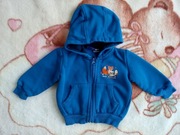 Zasuwana niebieska dresowa bluza 62 - 68 zwierzęta lis wiewiórka jak nowa