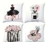 Nowe poszewki dekoracyjne Girl kwiaty perfum 45 x 45 4 sztuki 