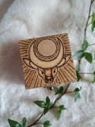 Ozdobne pudełko z bykiem, mini szkatułka, pirografia