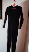 Czarny kombinezon długim rękawem długi XS S 