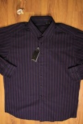 Koszula Batistini r. 47/48 fioletowa wielokolor dł rękaw paski bawełna nowa