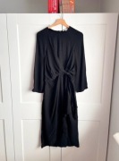 Czarna wiskozowa sukienka z mikroprintem w panterkę H&M r. XS