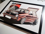 VW Golf Mk1 plakat wydruk 1/10 prezent A3 42x30
