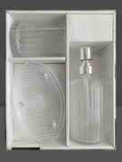 Zestaw akcesoriów łazienkowych - KOMPLET 3w1 - szkło ryflowane