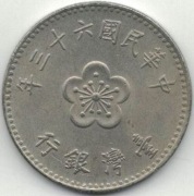 Tajwan 1 dolar 1974 - 25 mm - nr 4