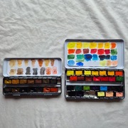 Farby akwarelowe 2 x metal box 40 pełnych kostek 