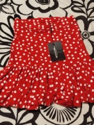 Nowa czerwona spódnica mini w białe kropki Pretty Little Thing 36 S