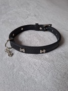 Obroża dla psa średniego czarna ozdobna skórkowa skórzana 