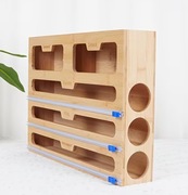 Duży Bambusowy 5w1 organizer do szuflady kuchennej – na rolki i torebki