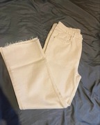 Białe / kremowe jeansowe spodnie szerokie zara