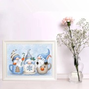 5D DIY Haft diamentowy Skrzaty w kubkach 30x40