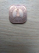 Malaje i Brytyjskie Borneo 1 cent 1958 stan +II; Elżbieta II