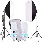 2x ZESTAW OŚWIETLENIA SOFTBOX 50x70 CM STATYW