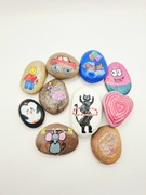 Ręcznie malowane kamienie kamyczki kotek pingwin jamnik lego flaming myszka