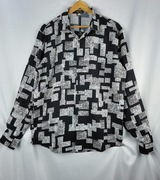 Koszula męska Korean style geometryczna czarno-biała L