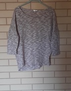Cienki burgundowo-biały sweterek bluzka - rękawy 3/4 - rozmiar XL