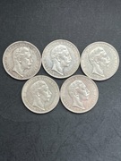 Zestaw 5 sztuk srebrnych monet 3 marki. Niemcy - cesarstwo - do 1918