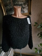 Ciepły włoski czarny sweter damski z cekinkami