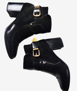 Eleganckie czarne botki ze złotą sprzączką Vices 36