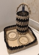 Ręcznie wykonana tuba na butelkę+ taca + 2 podkładki.