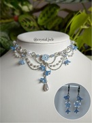 Biżuteria niezapominajka z kamieniem księżycowym, rękodzieło