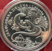 20 zł - 2009 Zwierzęta świata Jaszczurka zielona  Ag925 mennicza 