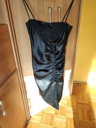 Czarna sukienka na ramiączkach 34 / XS wieczorowa elegancka "mała czarna"