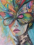 Abstrakcyjny portret kobiety "W masce motylich skrzydeł"