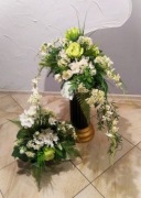 STROIK na grób cmentarz kompozycja WIĄZANKA na płytę nagrobną + BUKIET