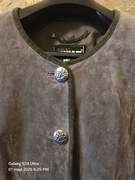 Elegancka niemiecka bawarska tyrolska skórzana marynarka myśliwska M/L.