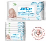 JELP Baby 0+ Chusteczki nawilżane 99,9% water | Aqua wipes 6x64 szt