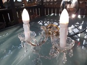 Stary kinkiet kryształowy dwuranienny szkło kryształowe + żarówki Led