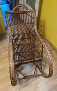 Fotel bujany wiklinowy vintage PRL zabytek