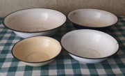 Stare miski emaliowane 4 sztuki PRL