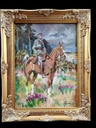 Józef Piłsudski na kasztance 50x60 olej obraz kopia 