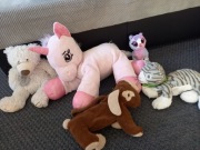Zestaw pluszaków miś jednorożec piesek lama kotek komplet pluszaki
