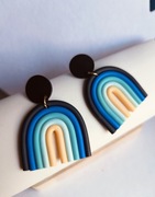 Kolczyki tęcza czarny niebieski kremowy