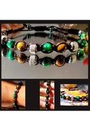 BRANSOLETKA ZNAK ZODIAKU LEW BYK RAK STAL 316l KAMIENIE TYGRYSIE OKO WYMIAR