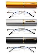 Zestaw 3 szt okularów do czytania bez oprawek filtr Blue Light metal +3