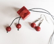 Dzień babci ! Naszyjnik + kolczyki Zestaw Koral szlifowany