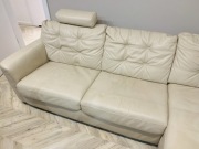 Kanapa ze skóry cielęcej beżowa i fotel