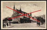 BRZEG Brieg, Rathaus ratusz mieszkańcy dorożki 1921