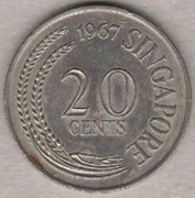 Singapur 20 centów 1967 - 23,6 mm - nr 1